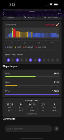 Heat Check: Live Stat Tracker iPhone screenshot