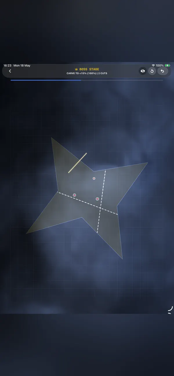 Slice It: Cut Puzzle Logic iPhone and iPad interface for Carve geometry. Chase the flawless cut, from the official App Store gallery