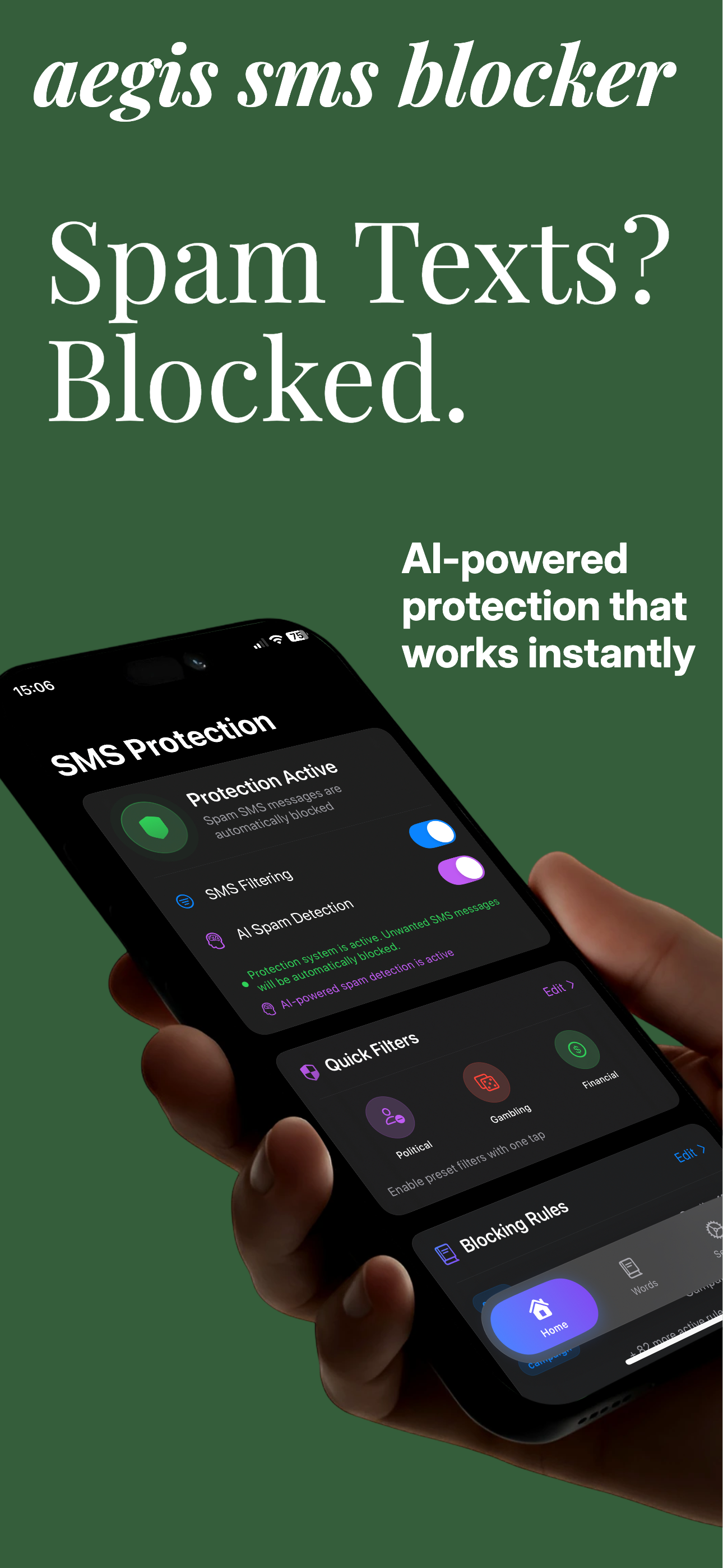 Aegis: AI SMS Spam Blocker