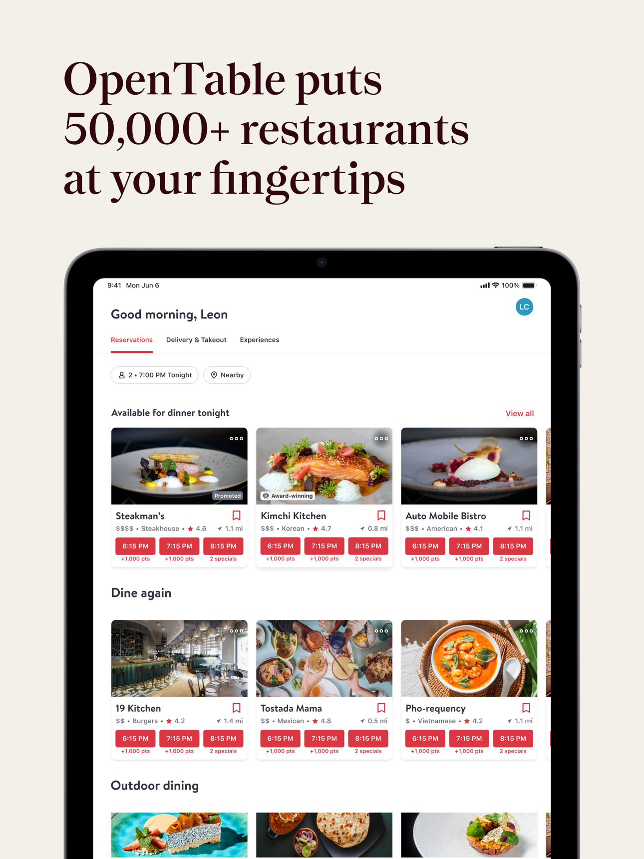 OpenTable screenshot 1
