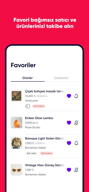 Shop: Favoriler takibinizde iPhone screenshot 2