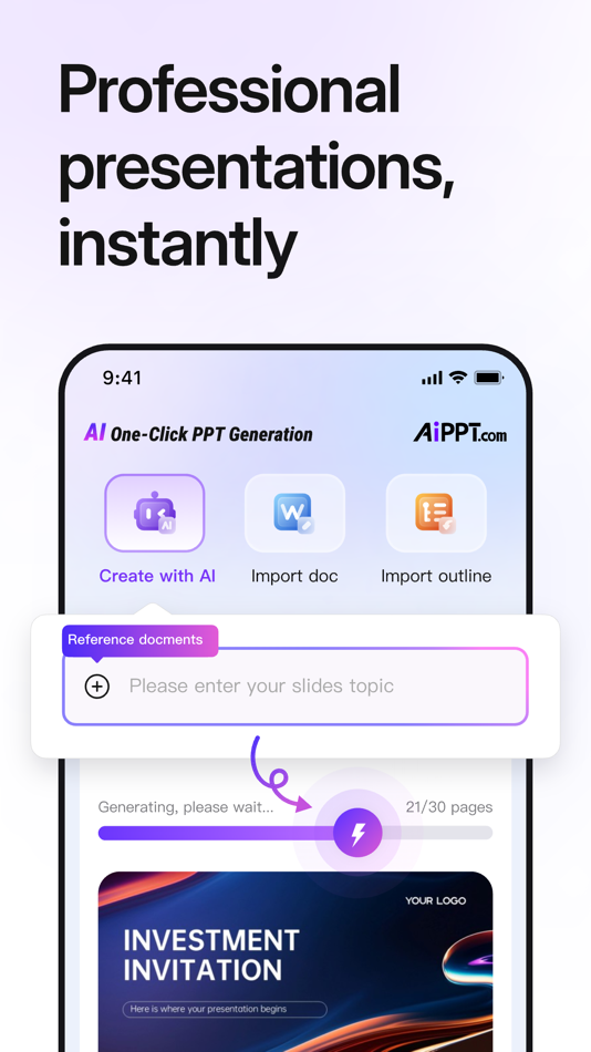 #2. AiPPT- AI Presentation Maker (iOS) 来自: Megadreams LIMITED