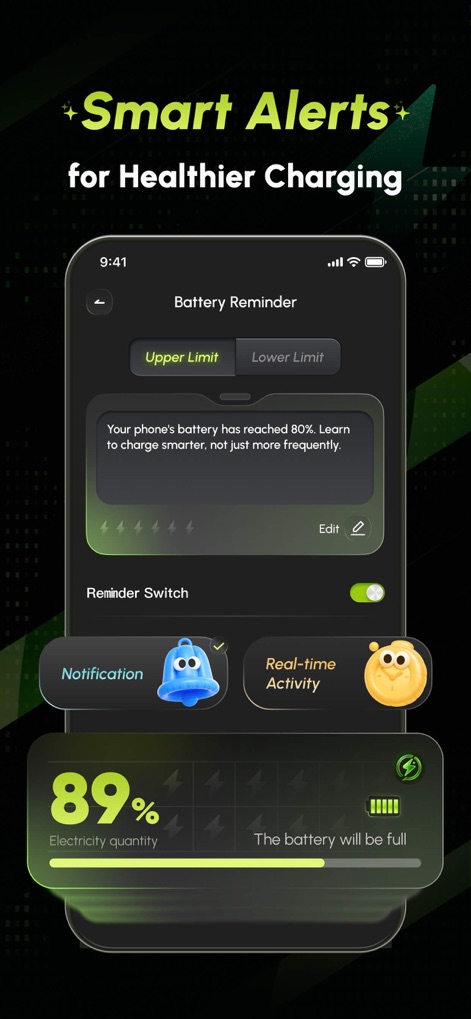 Blanko: Live Wallpaper - Set personalized "Upper Limit" and "Lower Limit" alerts, with "push notifications" to cultivate healthy charging habits.
