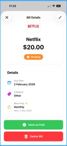 Bill Remind screenshot