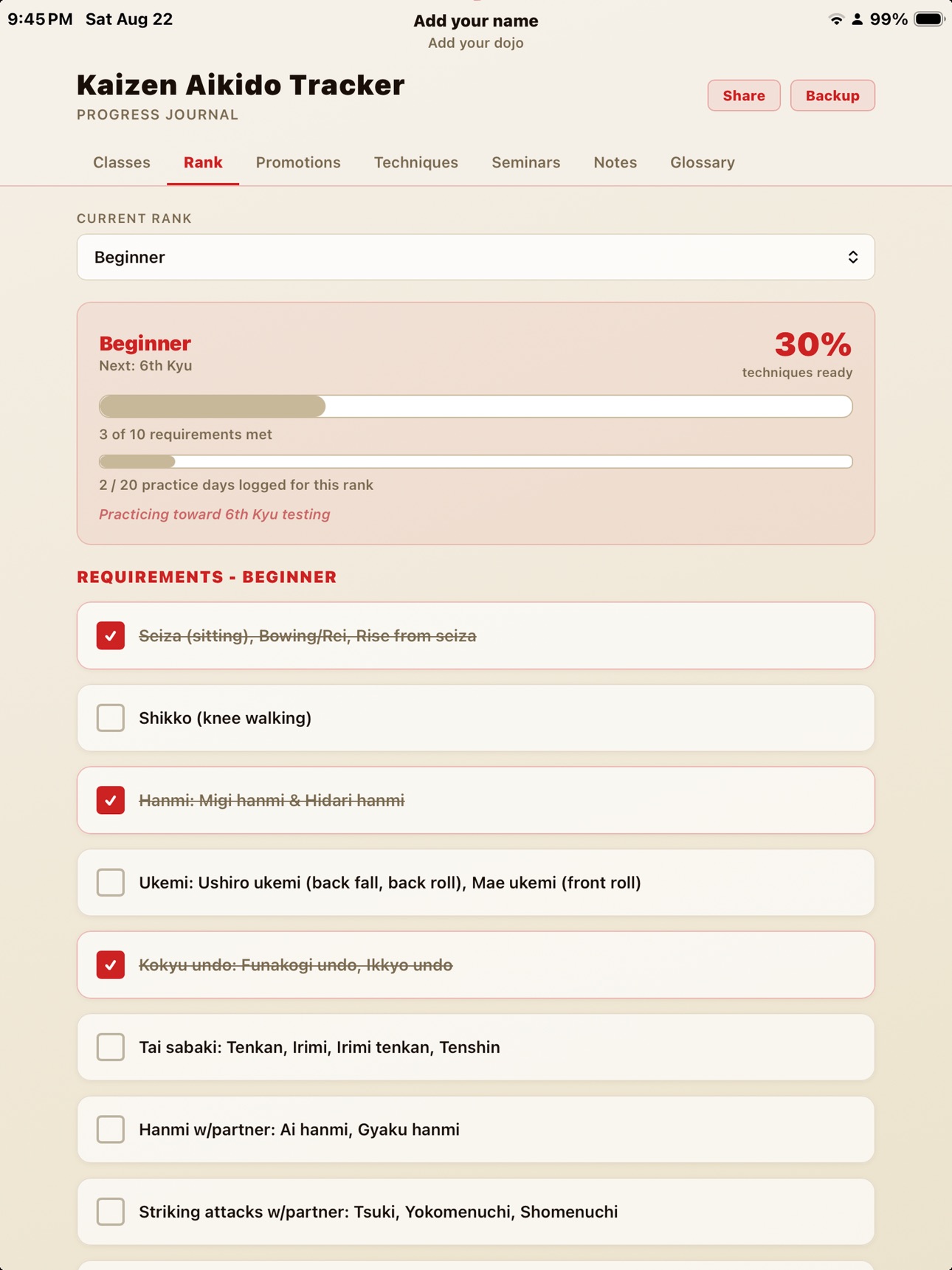 Screenshot 7 of Kaizen Aikido Tracker