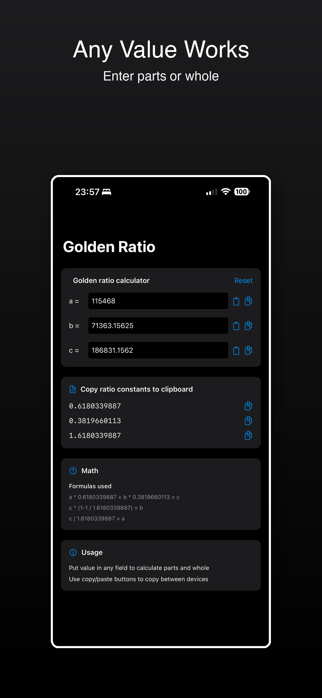 Golden Ratio Tech Calculator