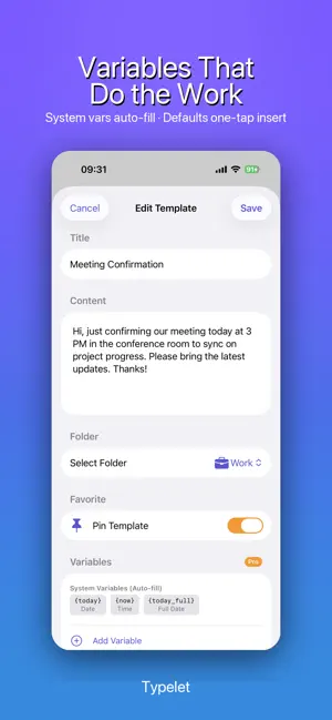 Typelet: Template Keyboard screenshot 1