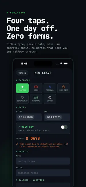 PTO Vacation Tracker : DAYOFF screenshot 2