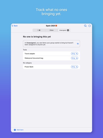 PackParty: Group Packing List iPad screenshot