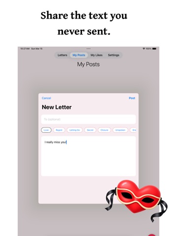 Unsent: Letters & Messages iPad screenshot
