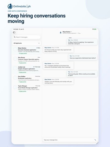 OnlineJobs for Employers iPad screenshot 2