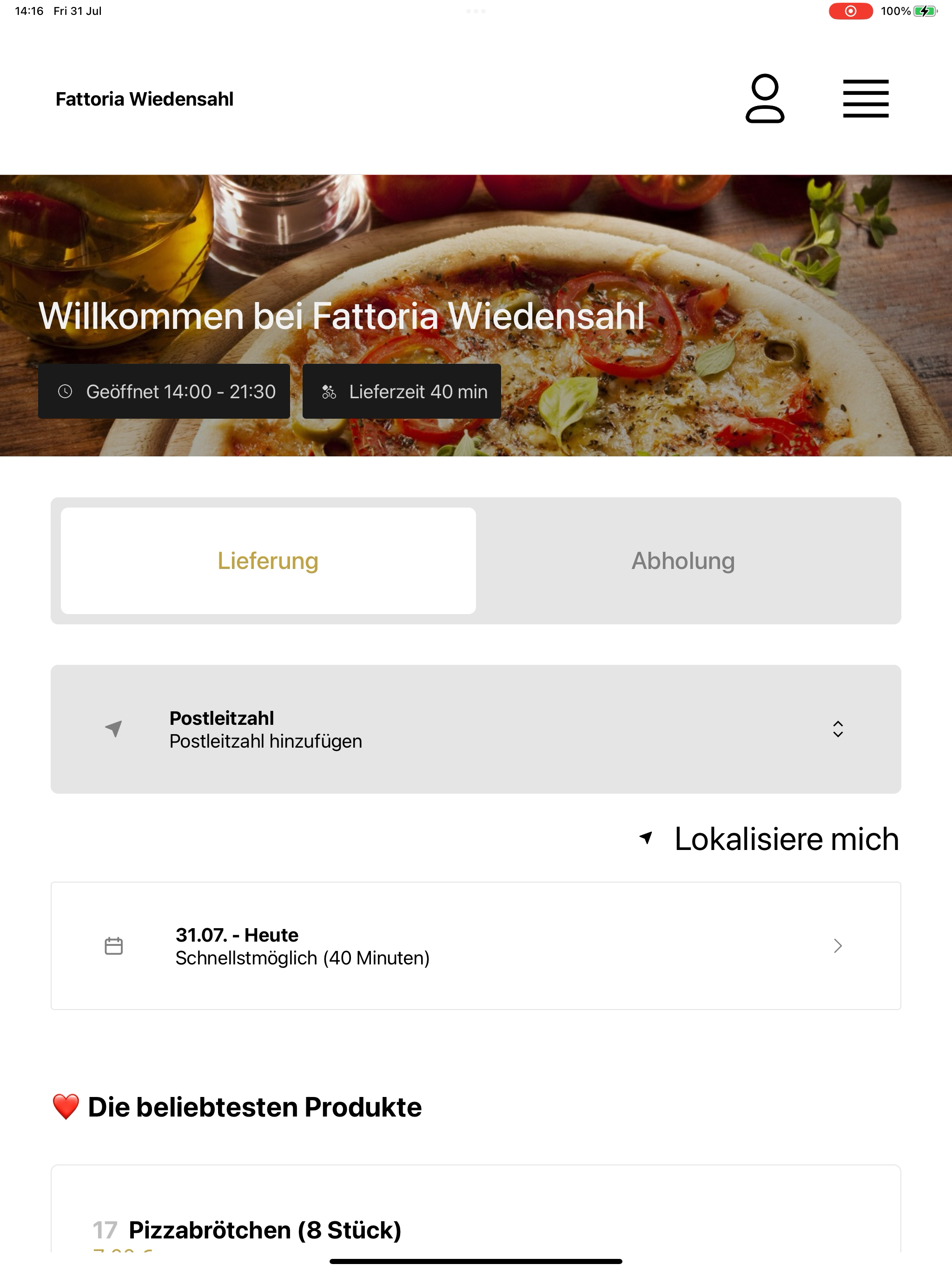 Fattoria Wiedensahl Pizza-Taxi screenshot 5