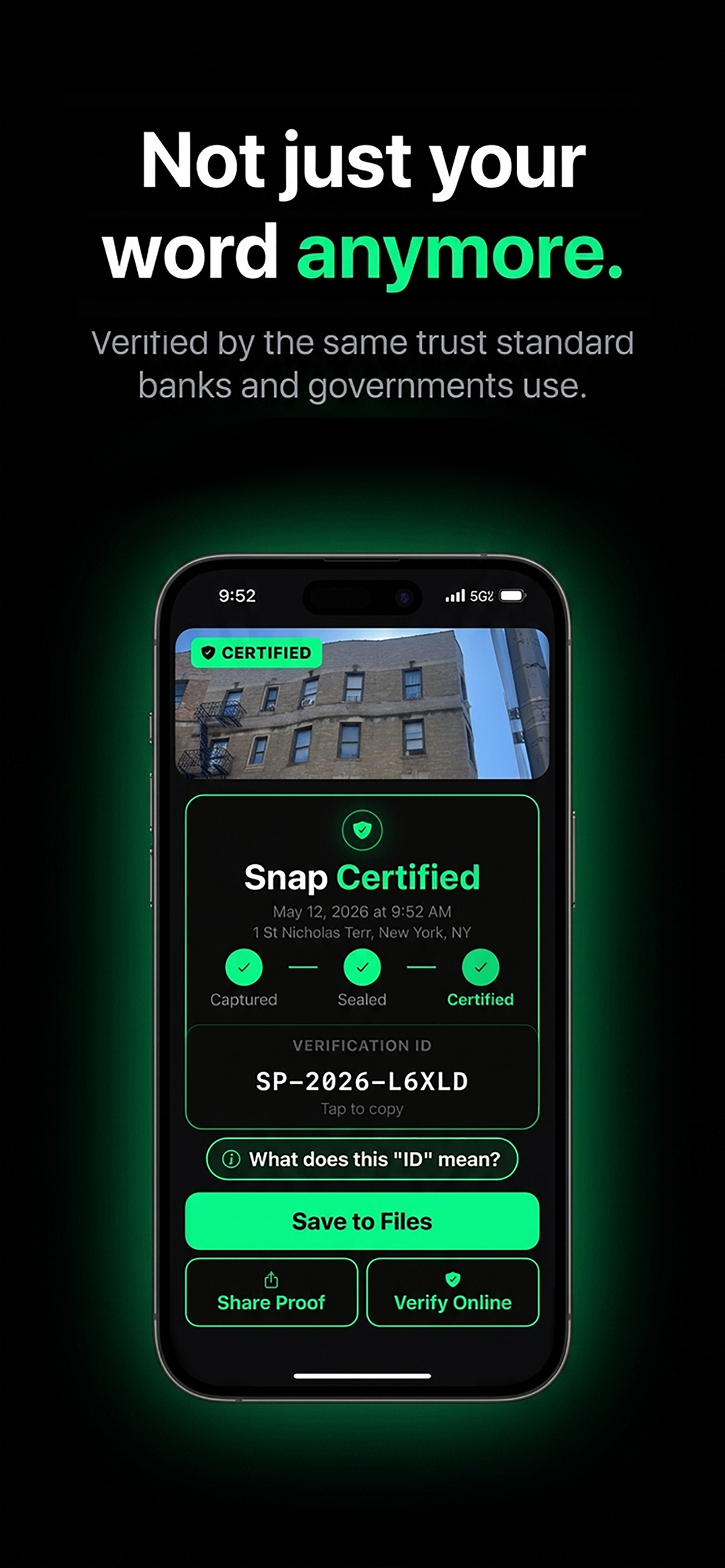 SnapProof: Certified Evidence