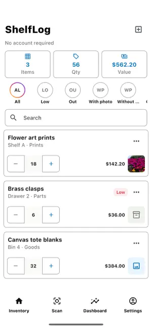 ShelfLog: Inventory Tracker screenshot 1