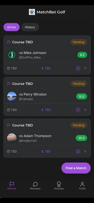 MatchBet Golf screenshot 2