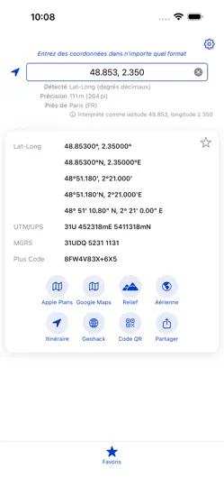Capture d'écran de Geo : Convertir Coordonnées sur iPhone 1
