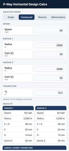 P-Way Horizontal Design Calcs screenshot