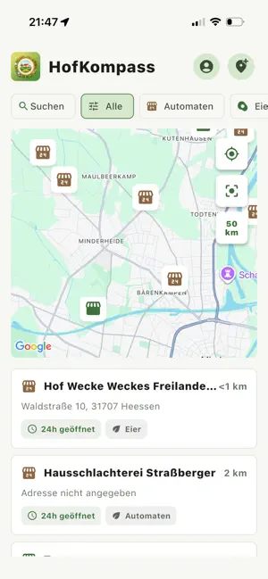 HofKompass: Hofladen Finder iPhone screenshot 1