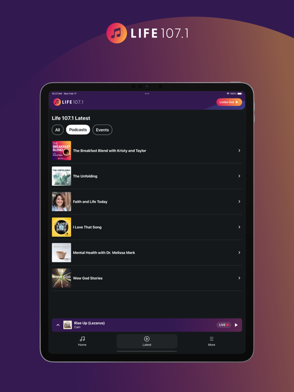 Life 107.1 iPad screenshot 4 - Music app