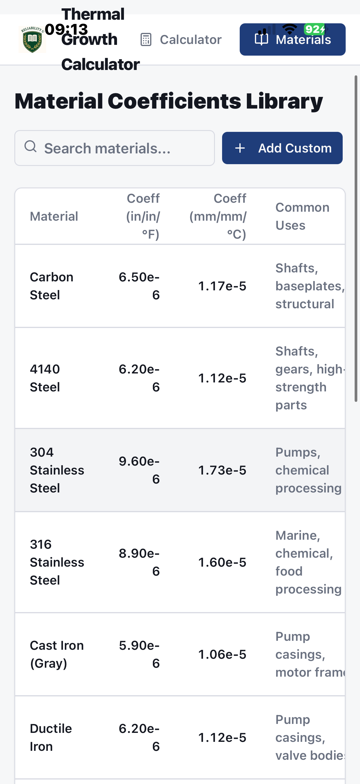 Thermal Growth Calculator
