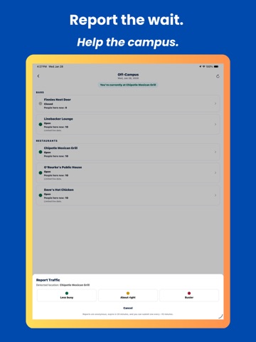 CampusWaits iPad screenshot