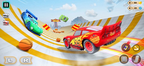 Real Stock Car Racing Stunts - Discover the app's creative stunt elements like the massive loop-de-loop structures and interactive obstacles such as oversized basketballs.
