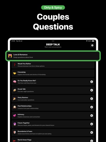 DeepTalk Questions for Couples iPad screenshot
