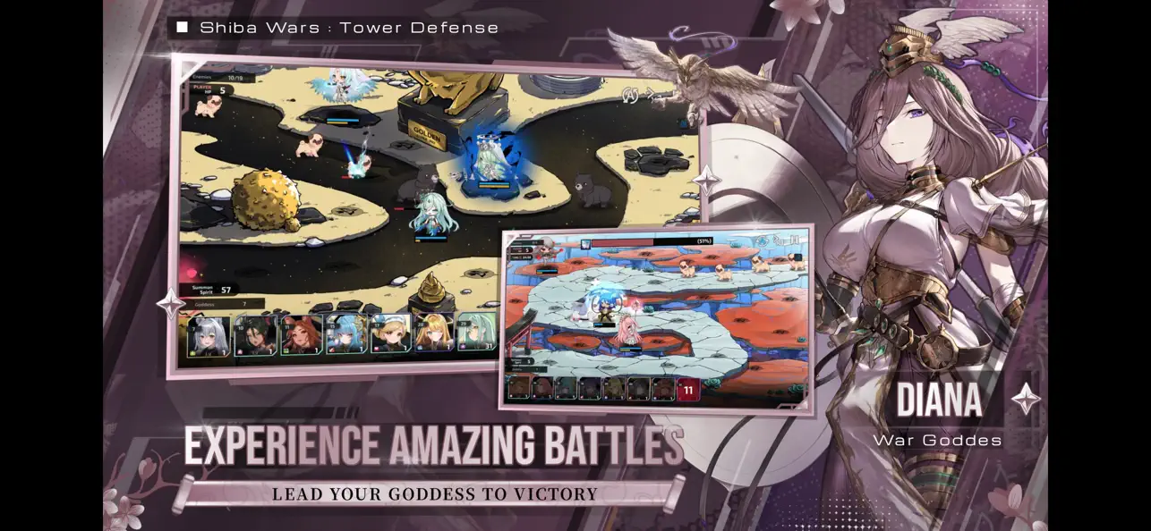 Shiba Wars: Goddess Link TD iOS Mod IPA screenshot 2 - iOS game interface