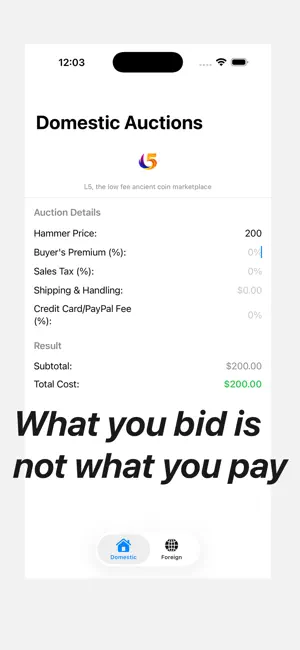 Online Auction Calculator screenshot 1