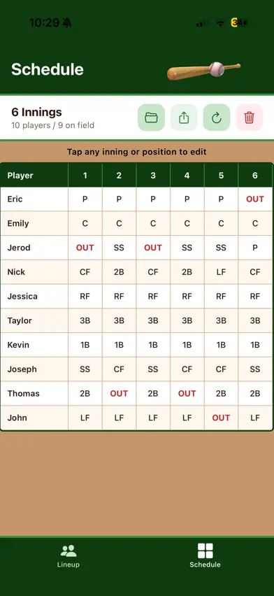 Fielding Scheduler screenshot 2