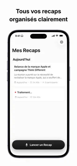 Capture d'écran de Recap: IA Pour Réunions sur iPhone 3