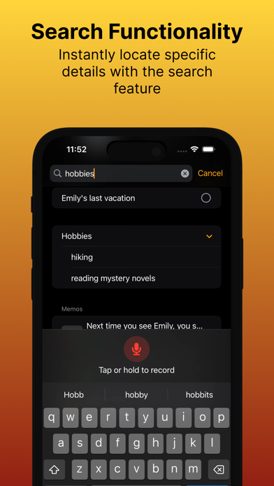 WhispApp Personal CRM Screenshot