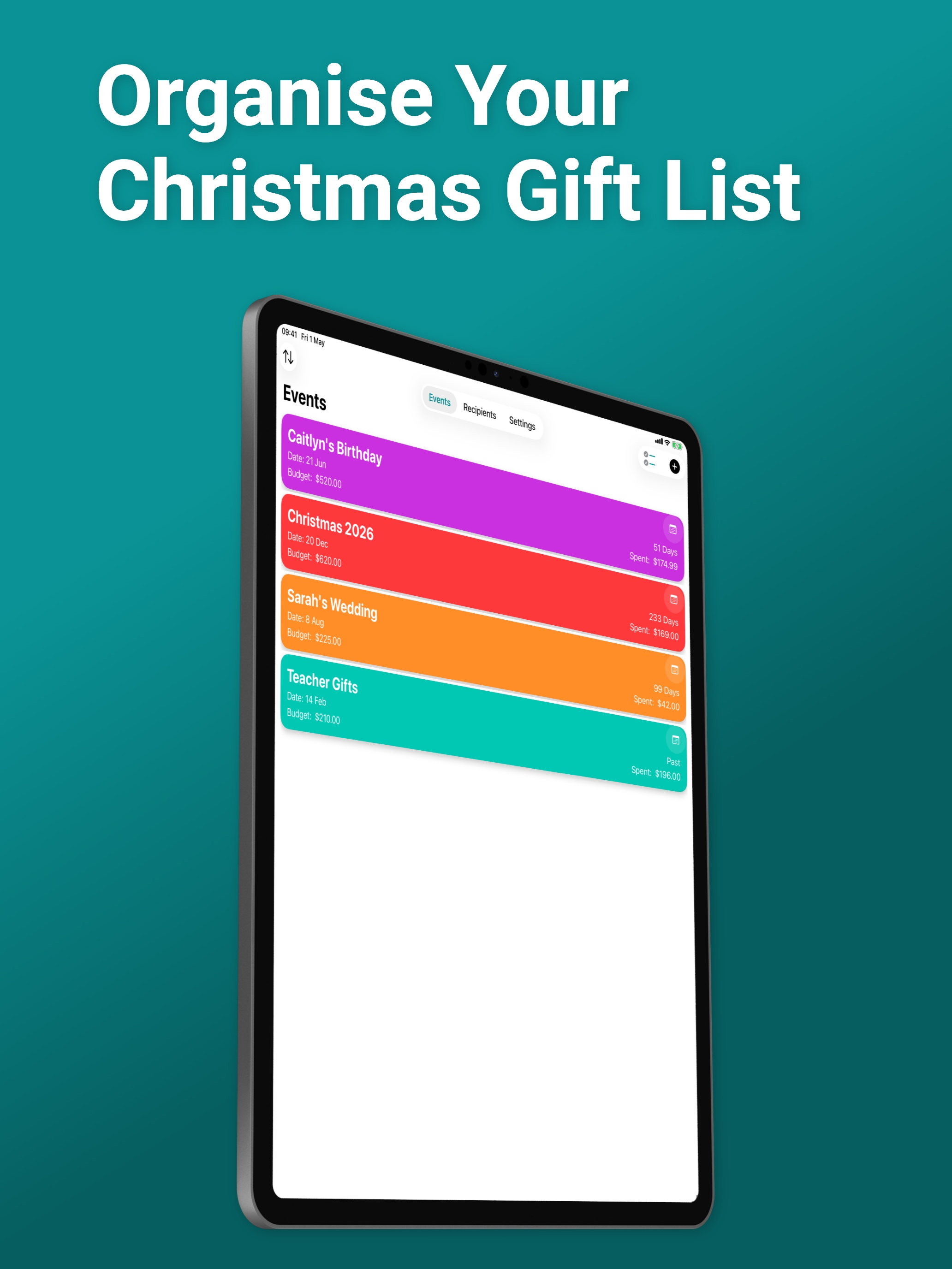 Gift List: Budget Tracker