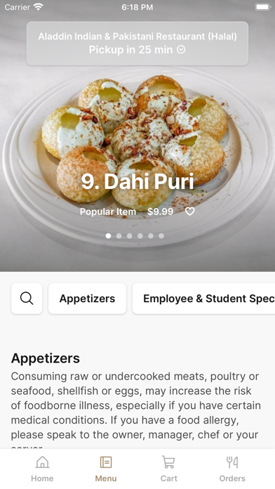 Aladdin Indian Restaurant iPhone screenshot 2 - Food & Drink app