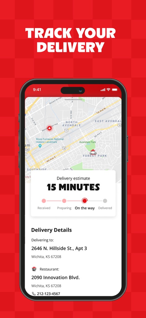 Pizza Hut - Delivery & Takeout - This tool provides peace of mind with a live map to track delivery progress and a clear, visual status bar indicating whether the order is "Preparing" or "On the way."