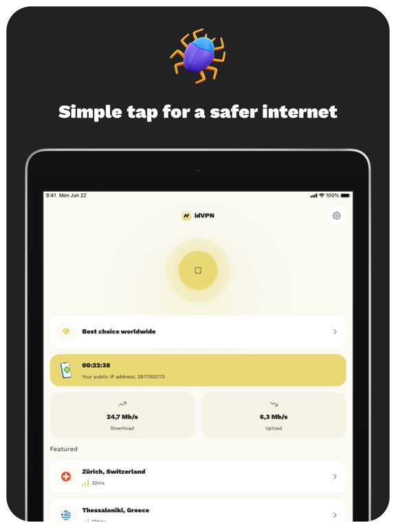 idVPN: VPN Secure Unlimited iPad screenshot 4 - Productivity app