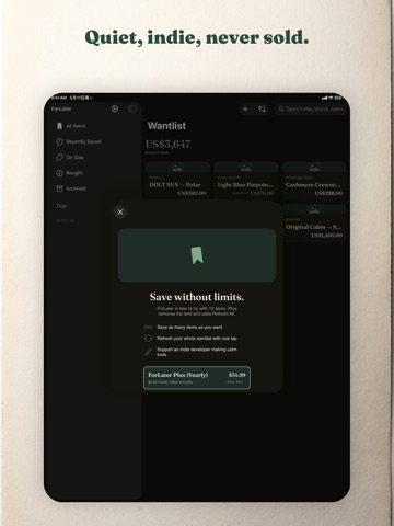 ForLater: Shopping Wishlist iPad screenshot