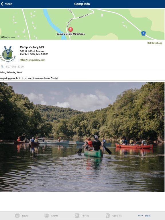 Camp Victory MN iPad screenshot 1 - Lifestyle app