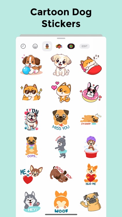 Cartoon Dog Stickers Set