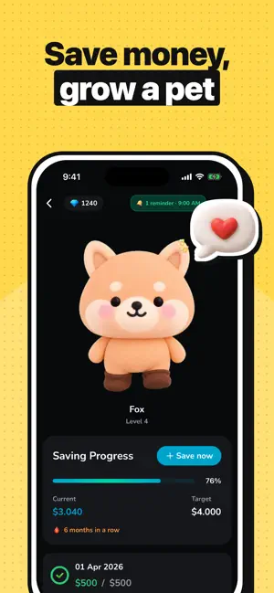 Cute Saving Goal Tracker screenshot 1