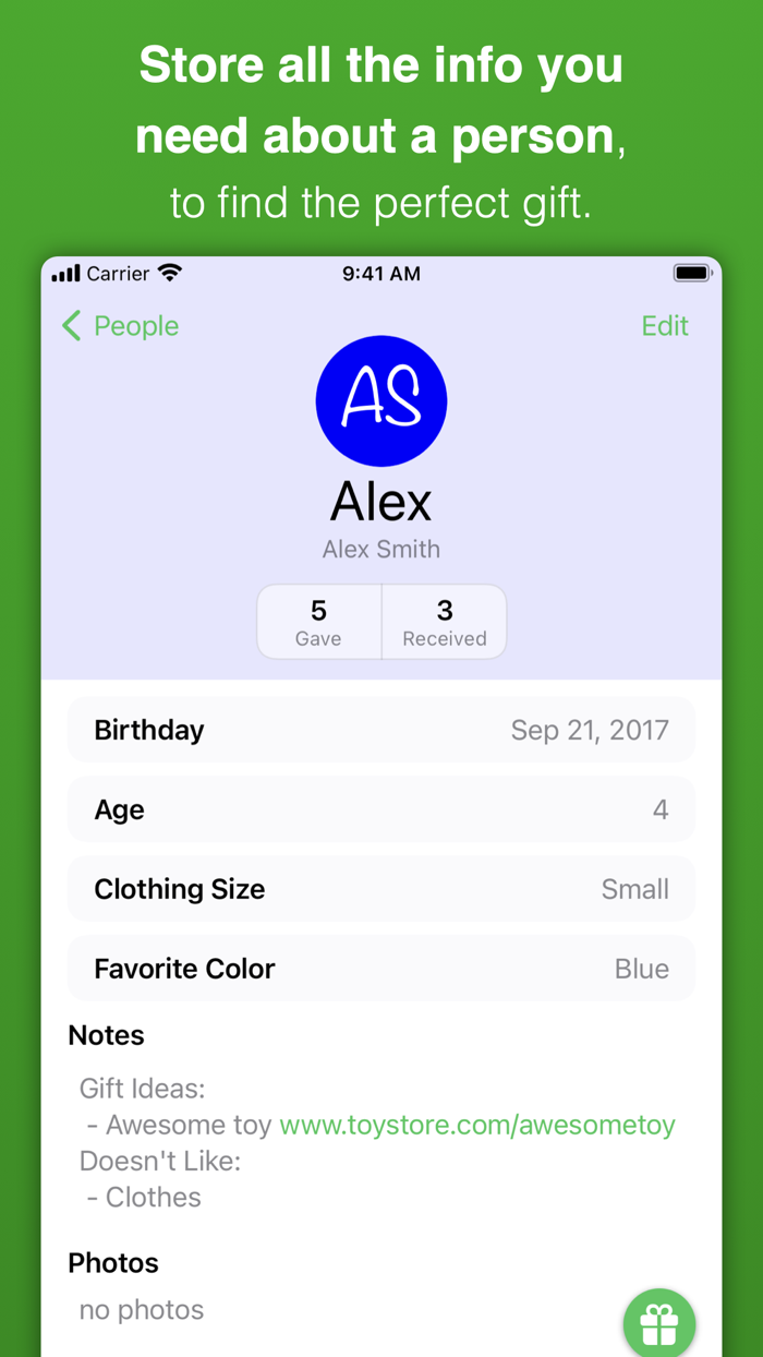 Given - Gift Manager