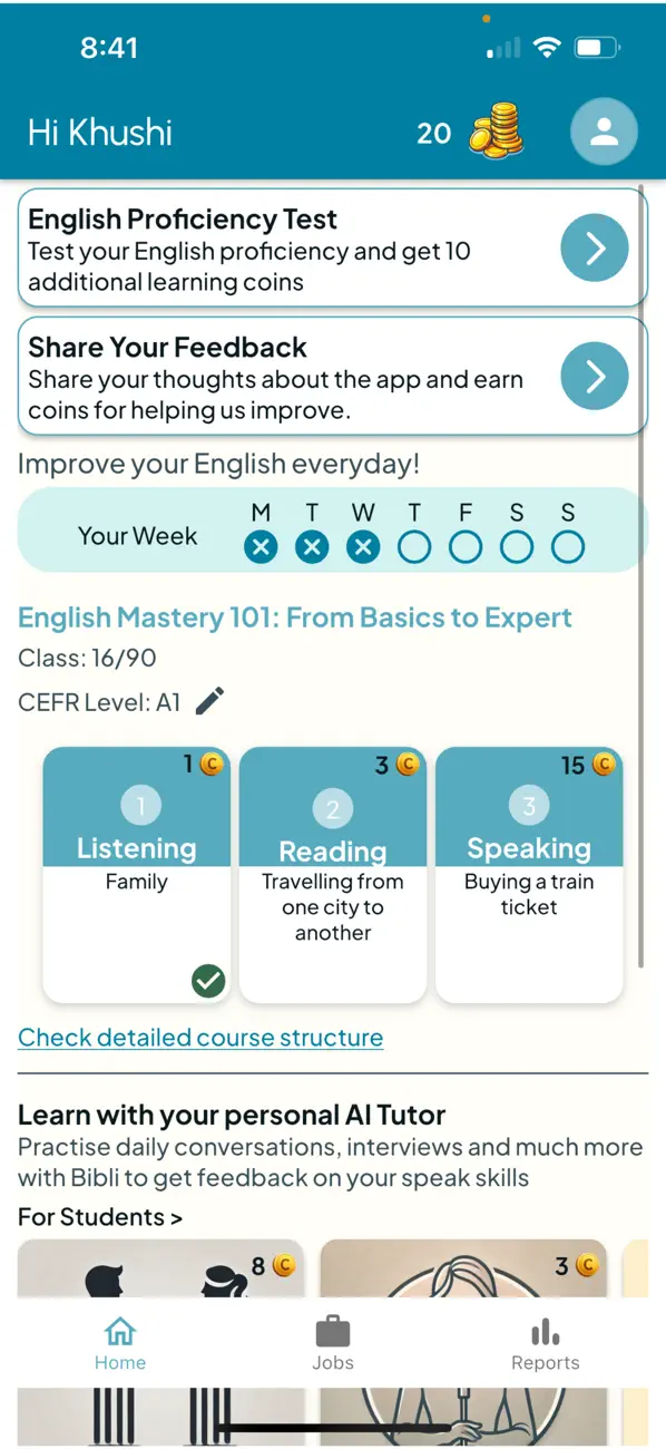 Screenshot #1 pour Bibli - Your AI English Tutor
