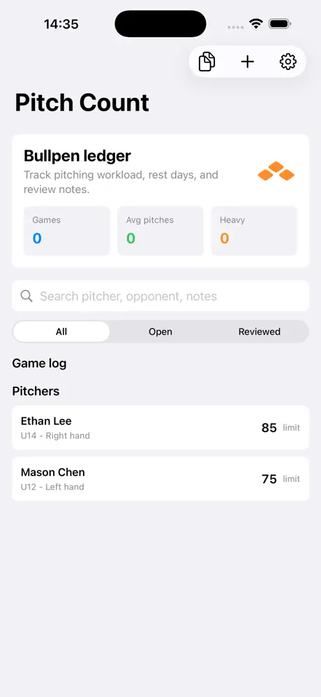 Pitch Count Notebook 2026‑App screenshot 3