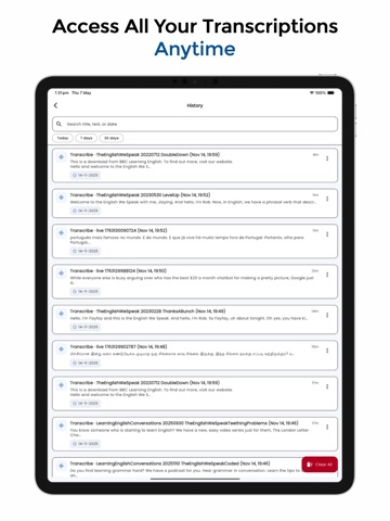 AI Transcript: Audio to Text iPad screenshot