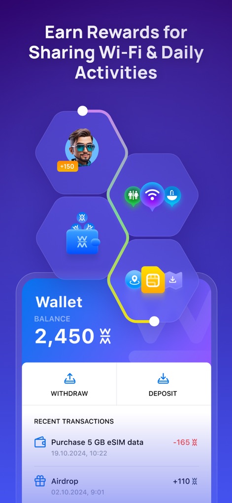 WiFi Map: Internet + eSIM - Recompensas y Billetera