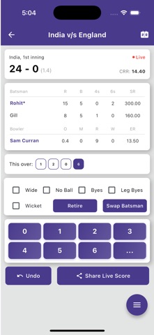 CrickMatch - Live Scorer Screenshot 2 of 5