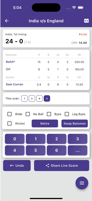 CrickMatch - Live Scorer screenshot 2 of 5