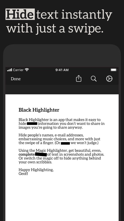 Black Highlighter: Redact Text