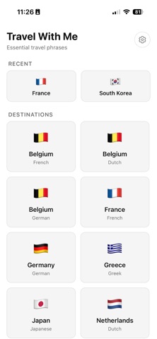 Travel With Me: Phrasebook iPhone screenshot