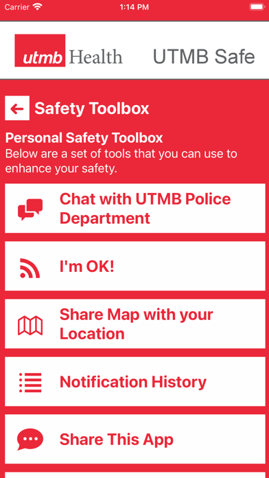 UTMB Safe Screenshot